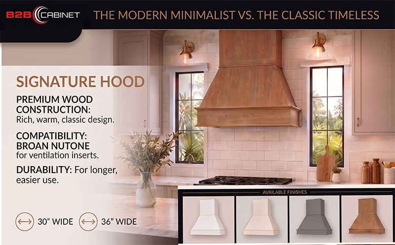 B2BCabinet Elements Signature Hood — premium wood construction, rich classic design