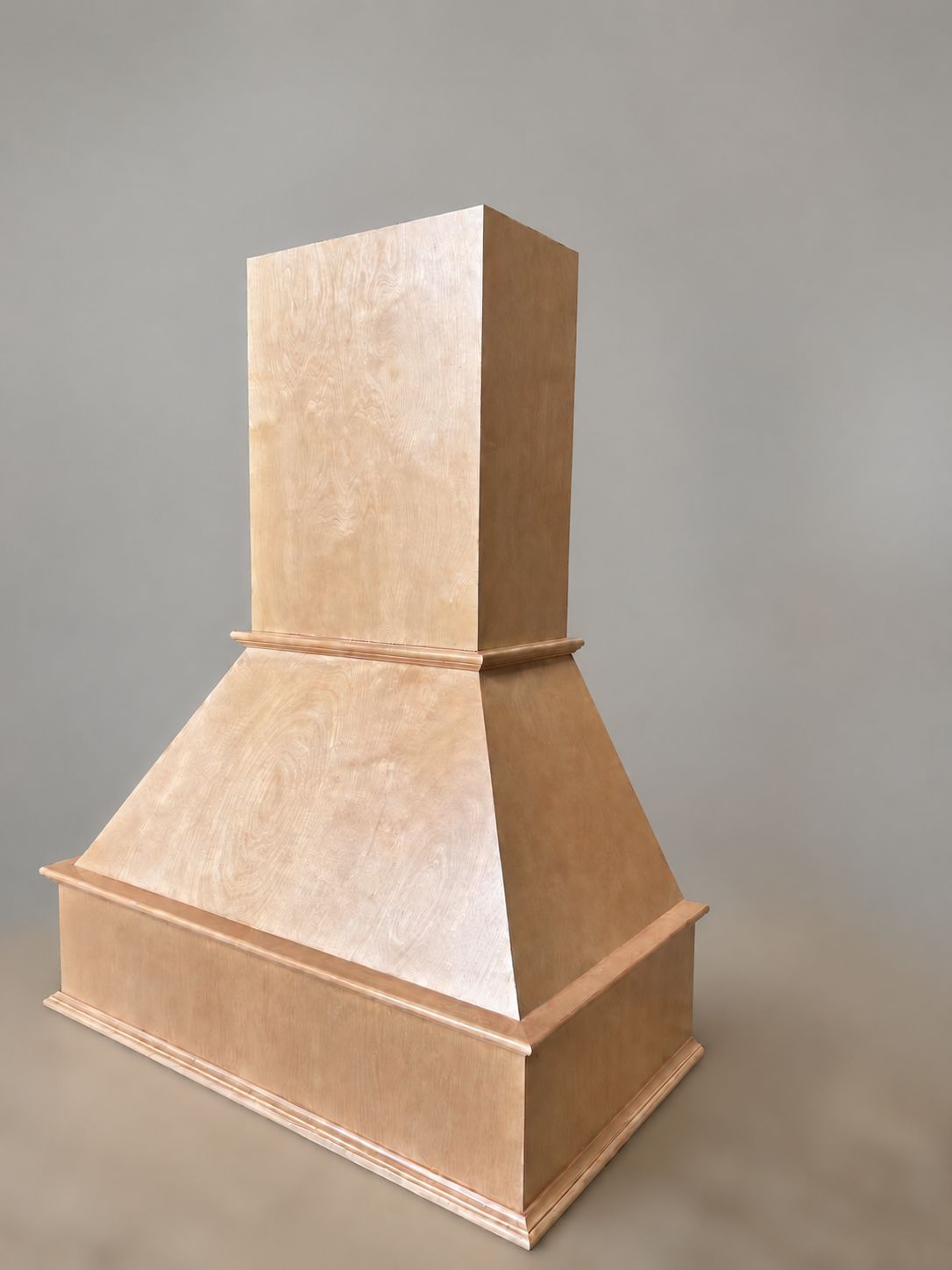 B2BCabinet Elements Signature wood range hood — raw unfinished wood range hood product shot